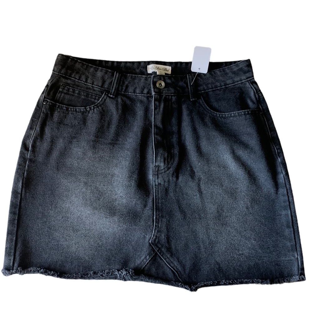 Black jean short skirt